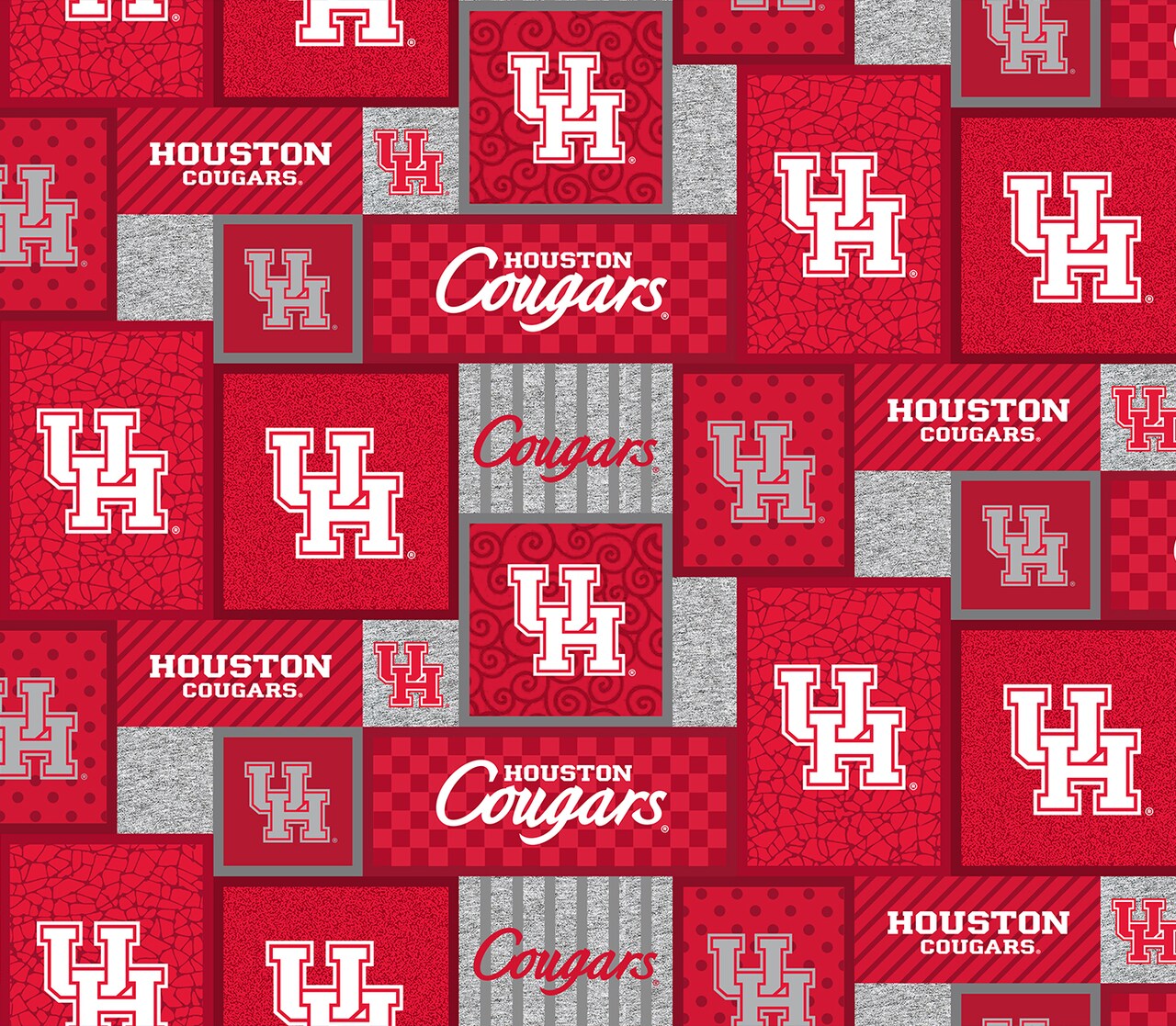 Sykel Enterprises-University of Houston Fleece Fabric-Houston Cougars College Patch Fleece Blanket Fabric-Sold by the yard
